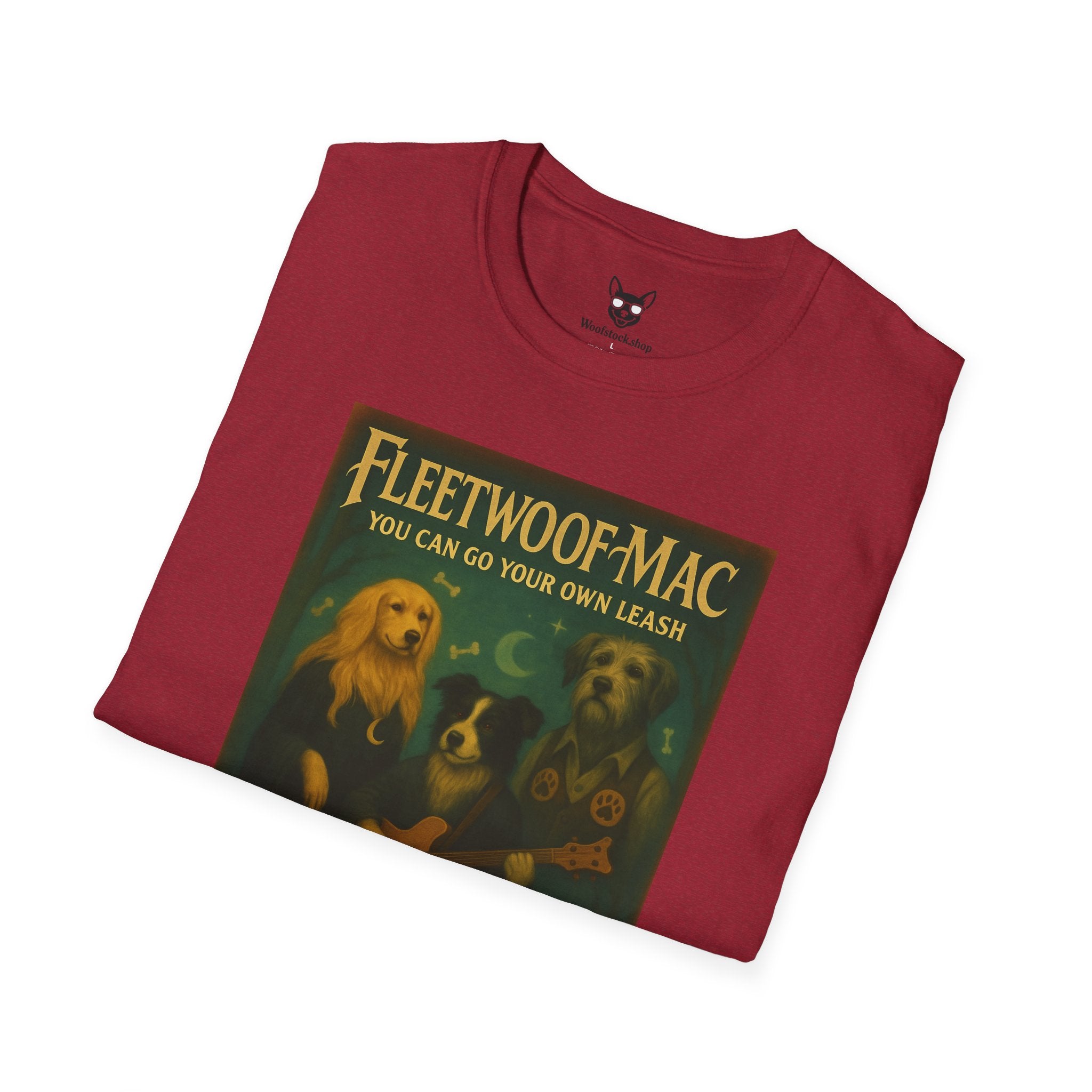 Fleetwood Mac Concert Poster Dog Parody Unisex Softstyle T-Shirt – Funny Tee for Music and Dog Lovers
