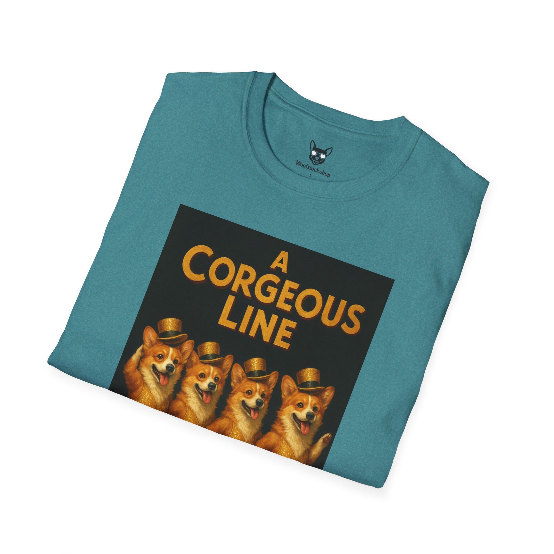 A Chorus Line Broadway Poster Dog Parody Unisex Softstyle T-Shirt -- Funny Tee for Broadway and Dog Lovers