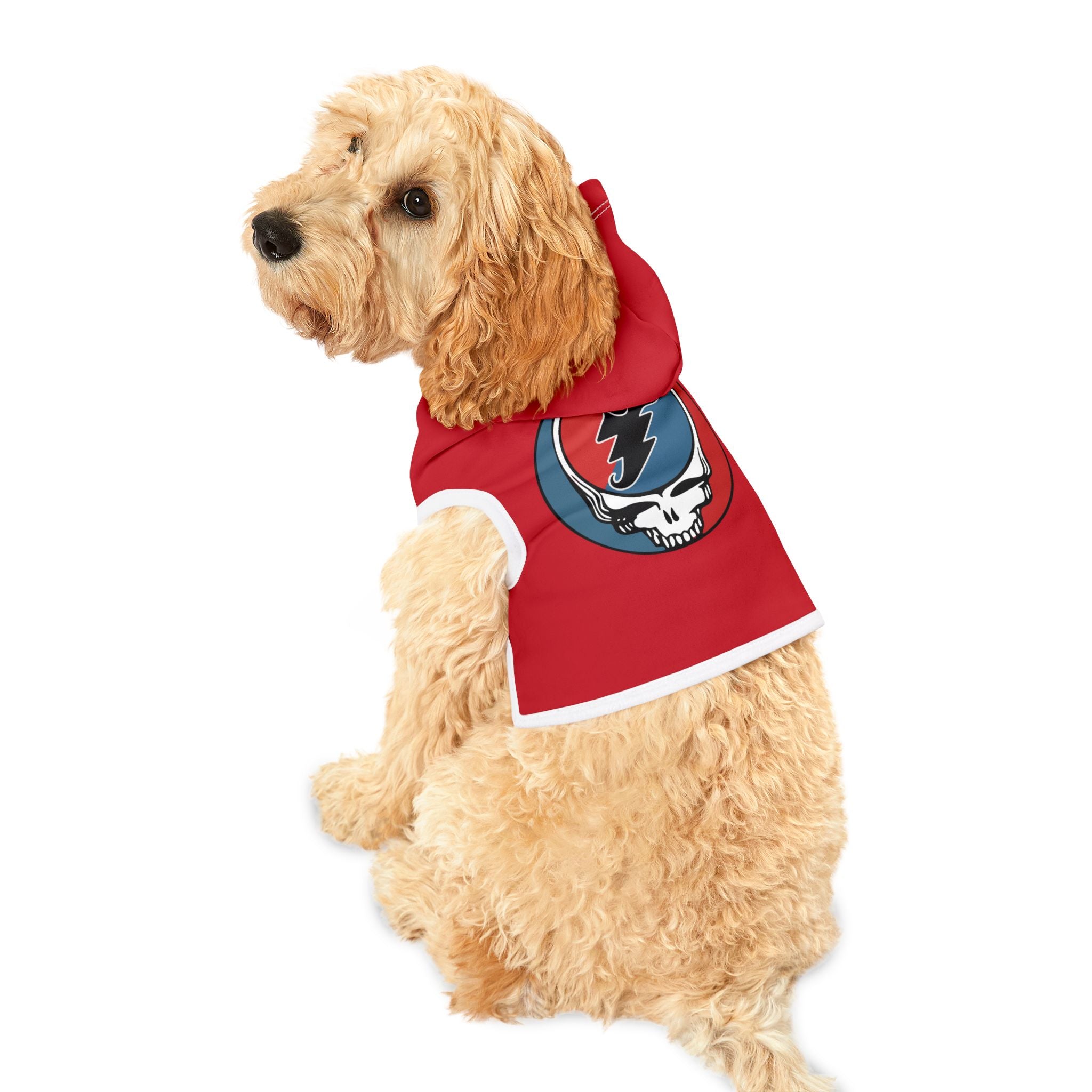 Grateful Dead Parody Dog Hoodie (Red) -- Funny Gift for Deadheads and Dog Fans