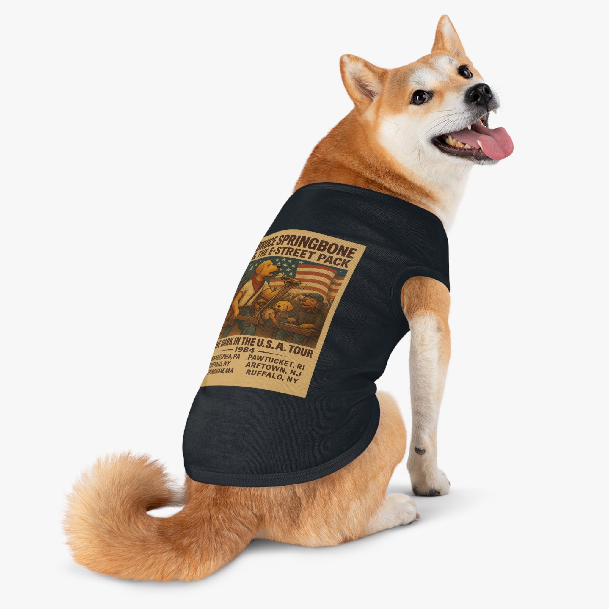 Bruce Springbone Pug Pet Tank Top-- Funny Parody Concert Shirt for Dog Lovers