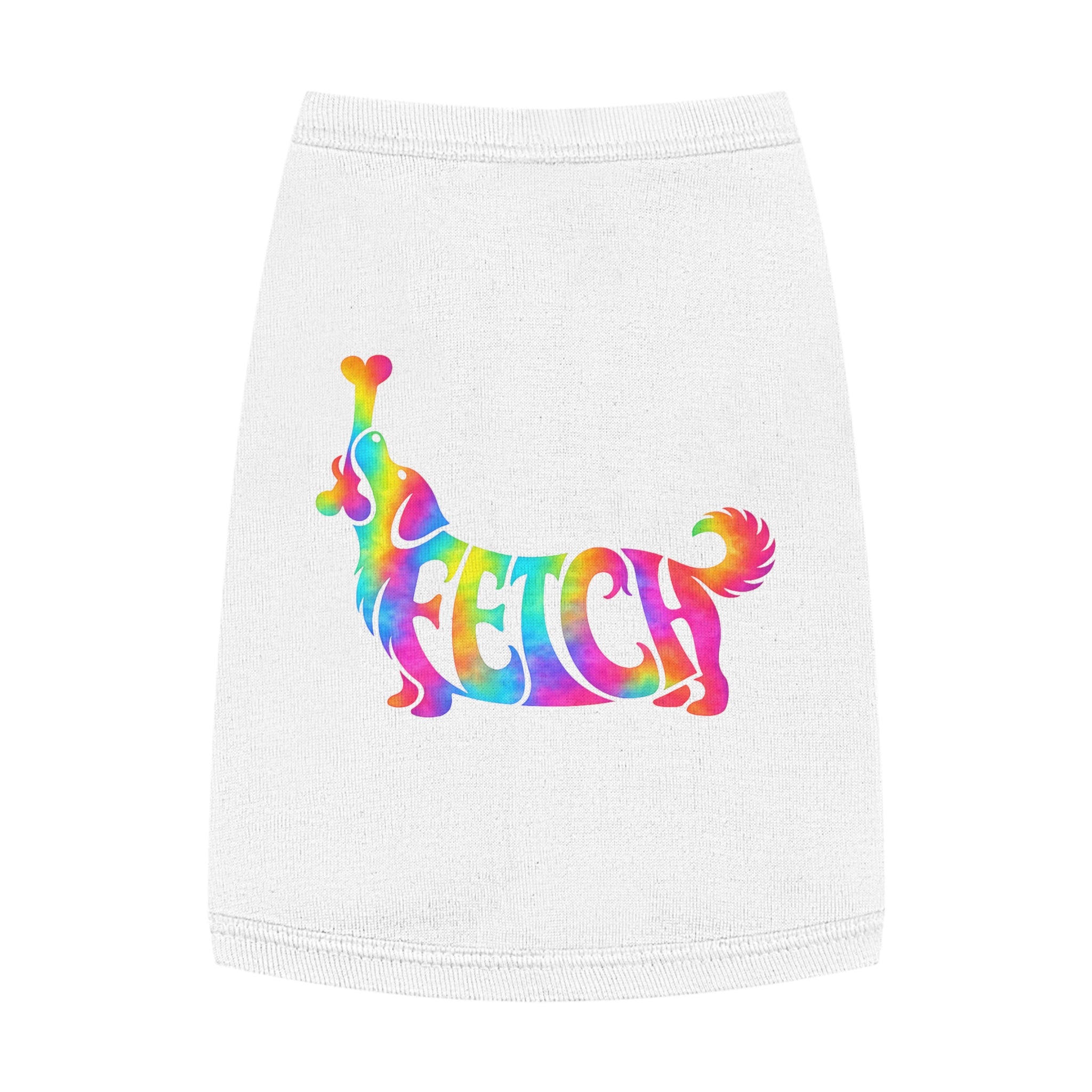 Tie-Dye "FETCH" Dog Tank Top - Colorful Retriever Graphic Pet Shirt