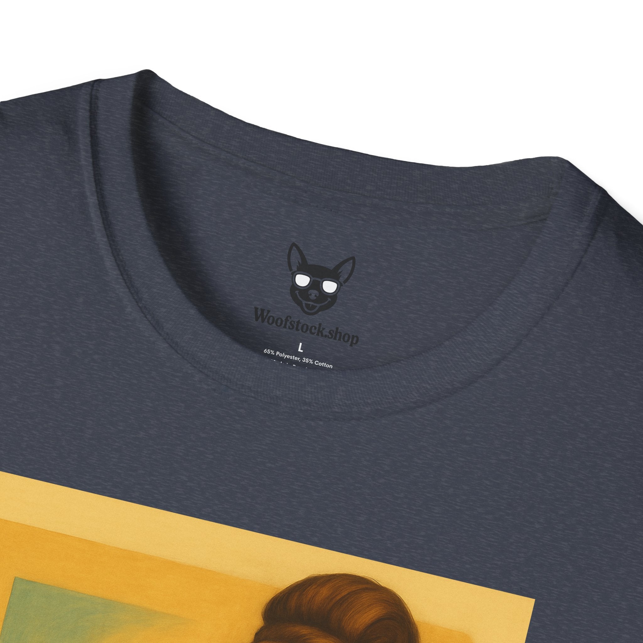 Breakfast at Tiffany's Movie Poster Dog Parody Unisex Softstyle T-Shirt -- Funny Audrey Hepburn Movie Tee for Film and Dog Lovers