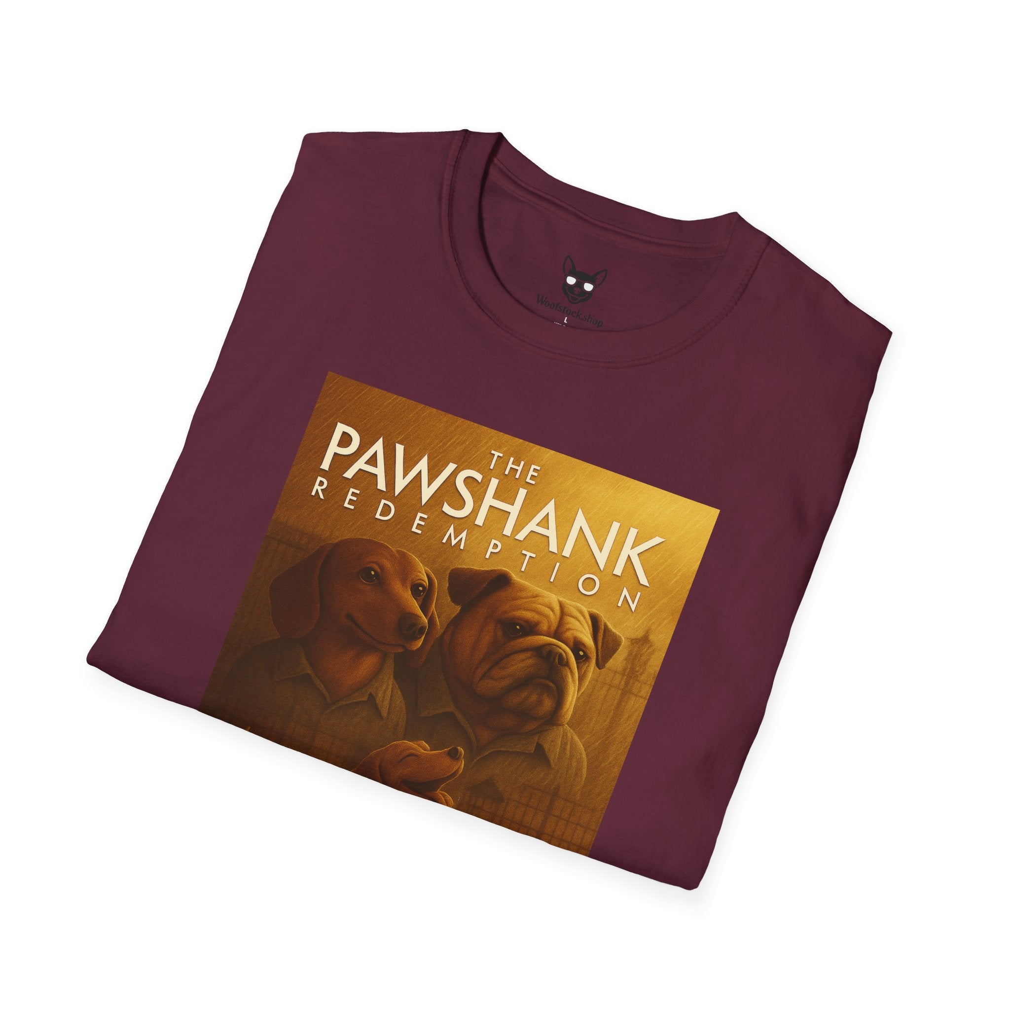 The Shawshank Redemption Movie Poster Dog Parody Unisex Softstyle T-Shirt -- Funny Dog Movie Tee for Film and Dog Lovers