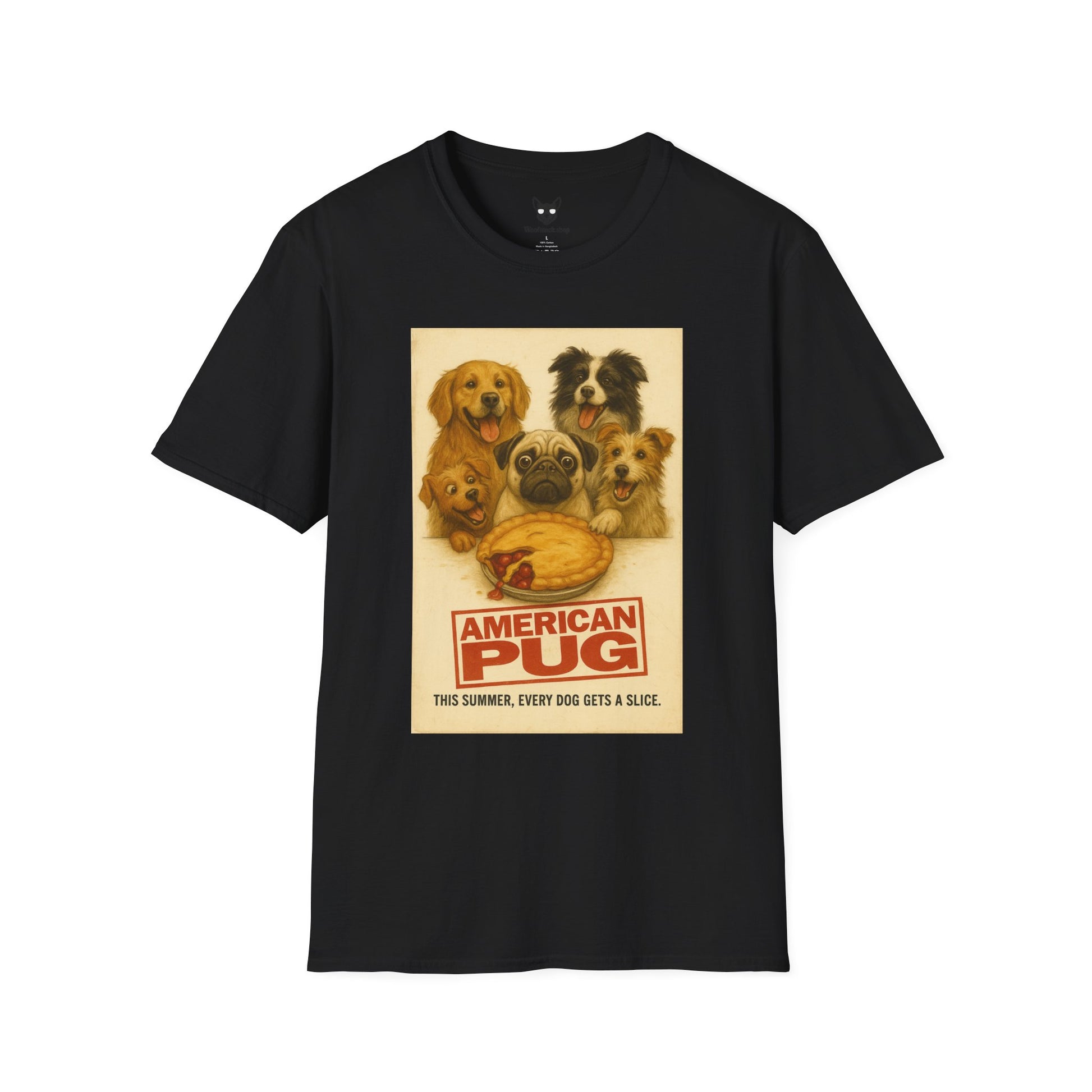 American Pie Movie Poster Dog Parody Unisex Softstyle T-Shirt -- Funny Dog Movie Tee for Film and Dog Lovers