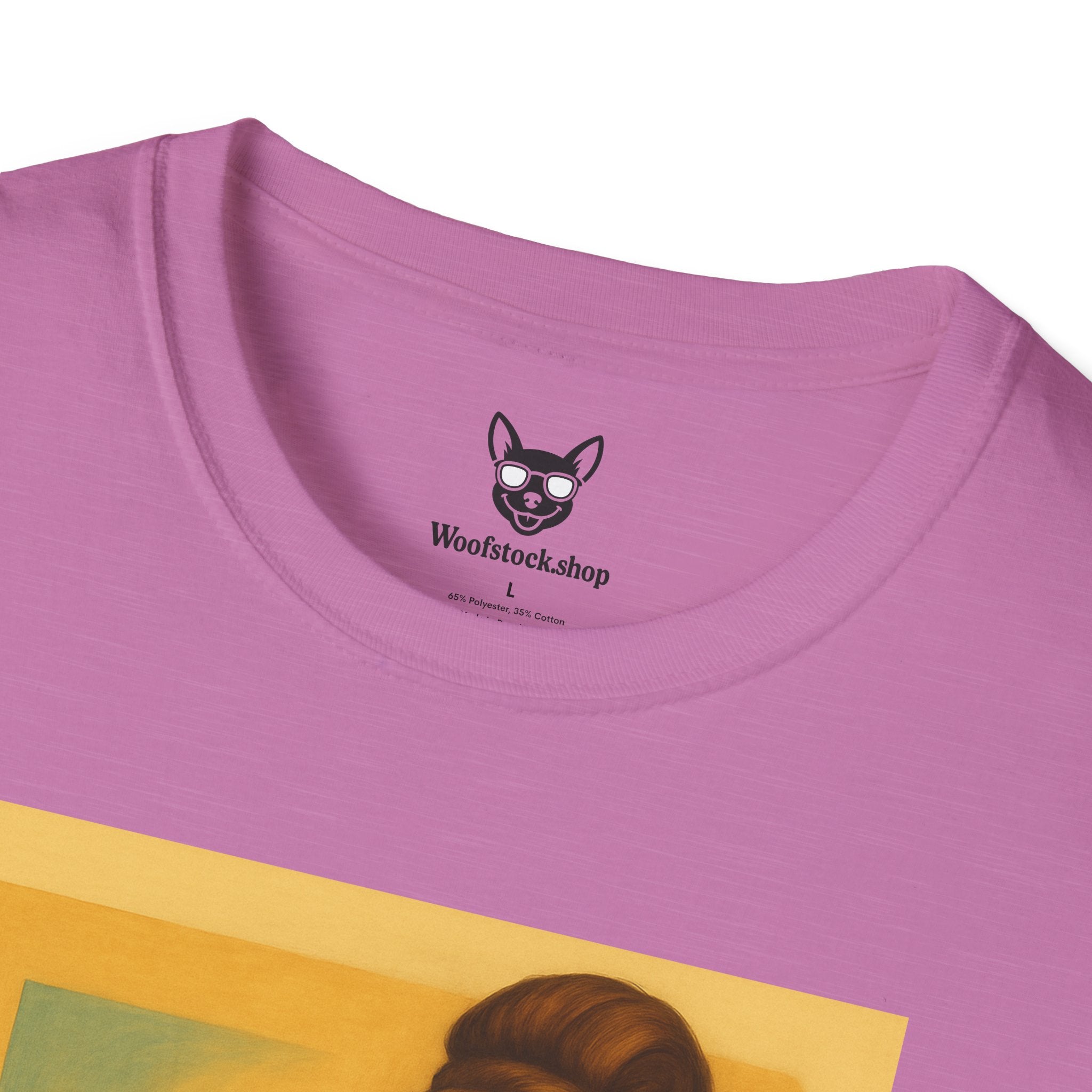 Breakfast at Tiffany's Movie Poster Dog Parody Unisex Softstyle T-Shirt -- Funny Audrey Hepburn Movie Tee for Film and Dog Lovers