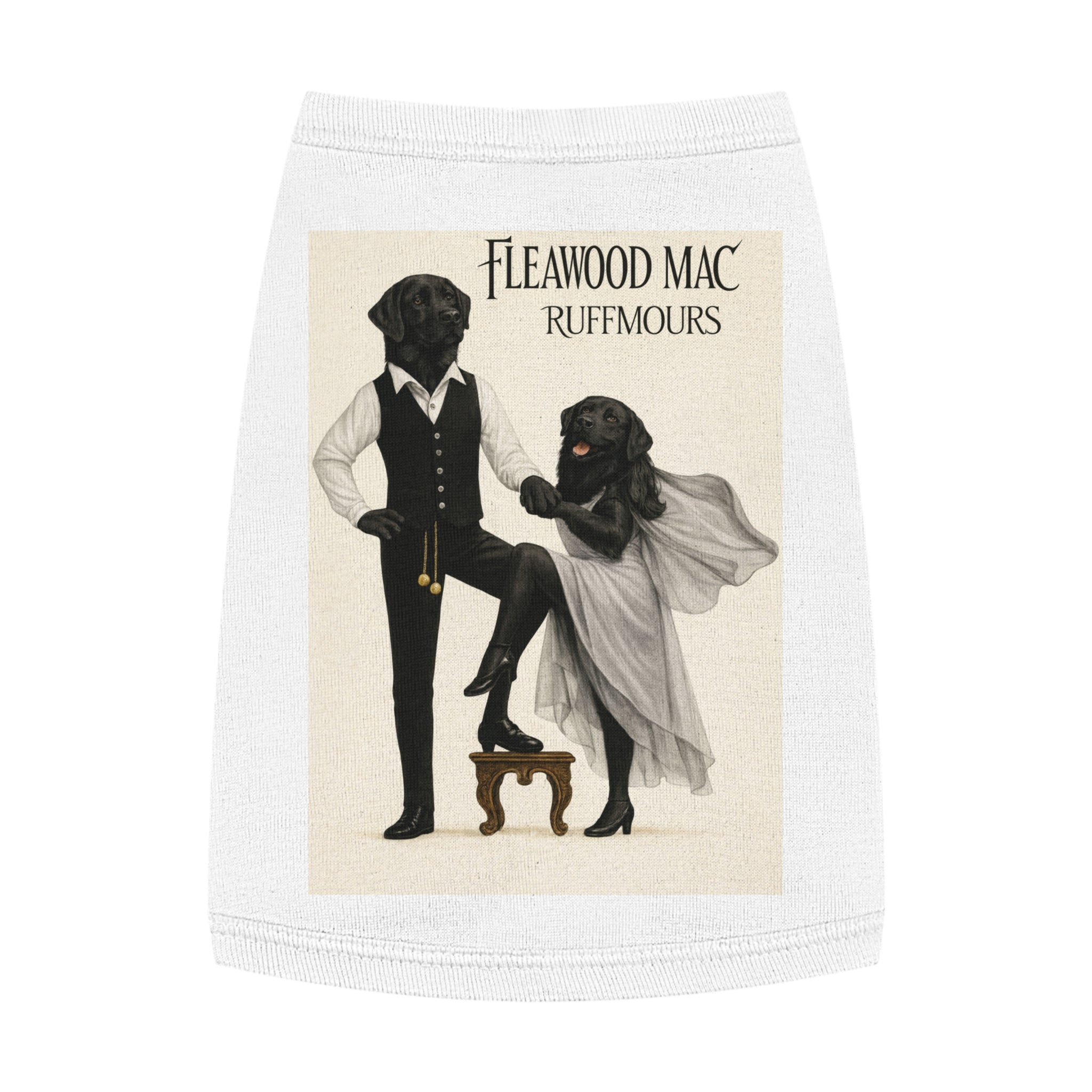 Fleetwoof Mac Ruffmours Pet Tank Top (Black Labs) -- Funny Fleetwood Mac Parody Shirt for Dogs Lovers