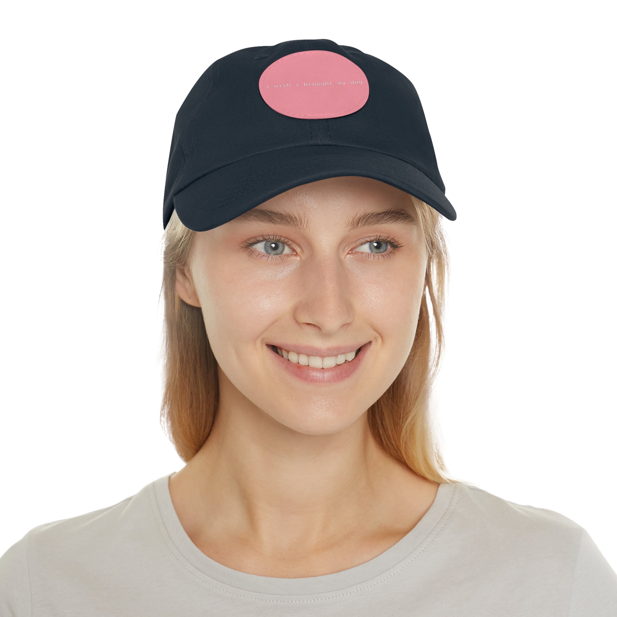 I Wish I Brought My Dog Dad Hat with Leather Patch (Round) -- Funny Hat for Dog Lovers