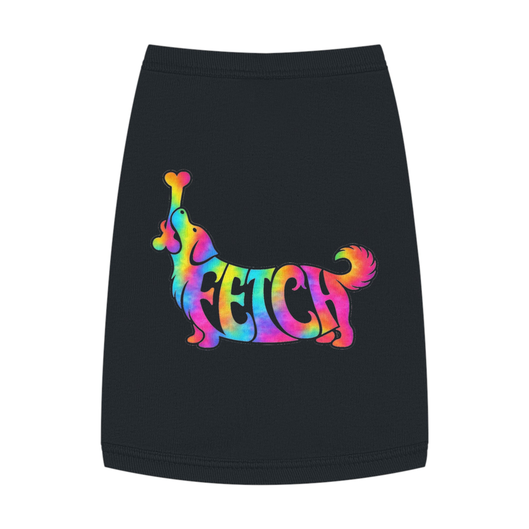 Tie-Dye "FETCH" Dog Tank Top - Colorful Retriever Graphic Pet Shirt