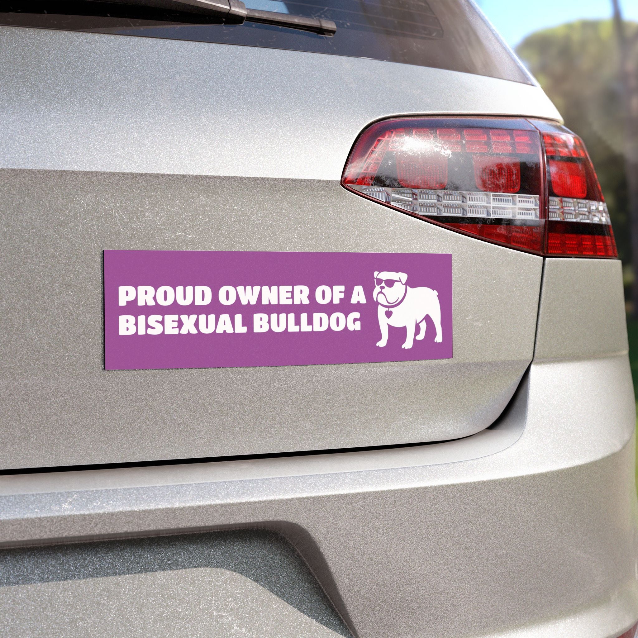 Proud Owner Of A Bisexual Bulldog Vehicle Magnet - Funny Car Decoration for Dog Lovers