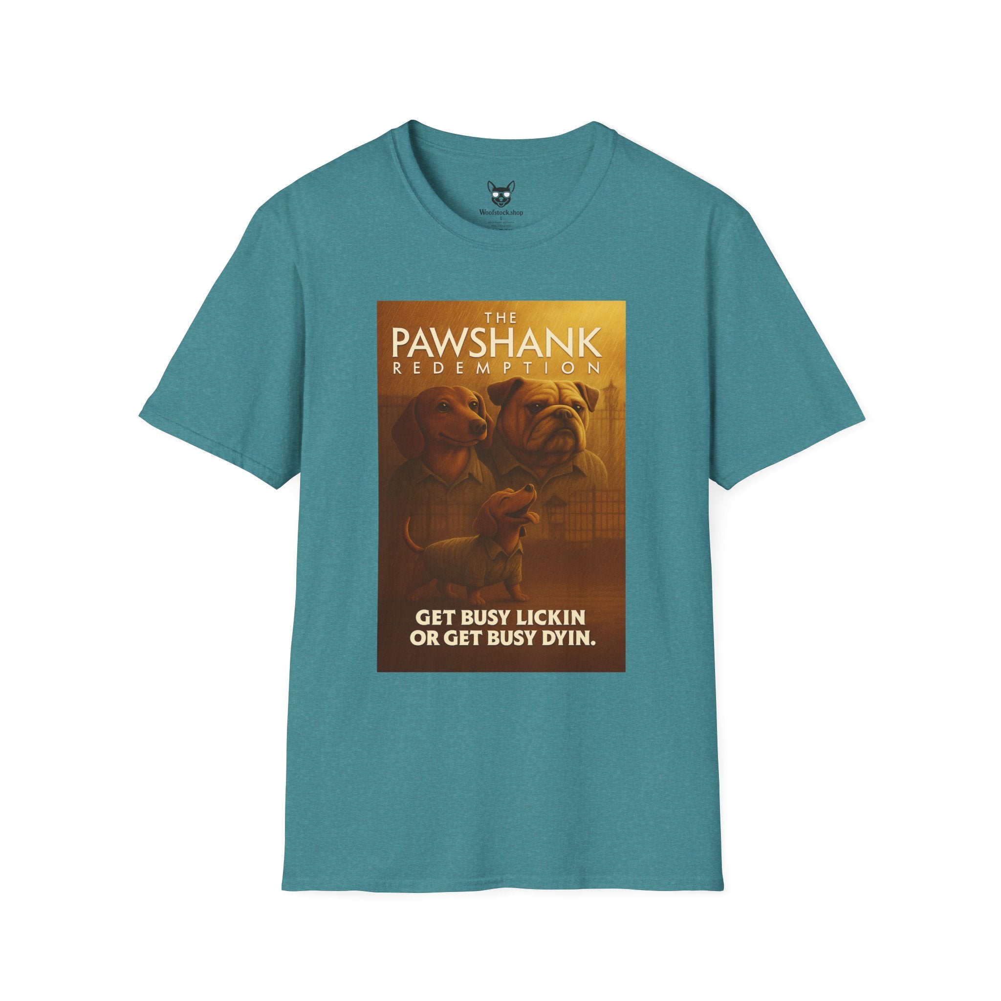 The Shawshank Redemption Movie Poster Dog Parody Unisex Softstyle T-Shirt -- Funny Dog Movie Tee for Film and Dog Lovers