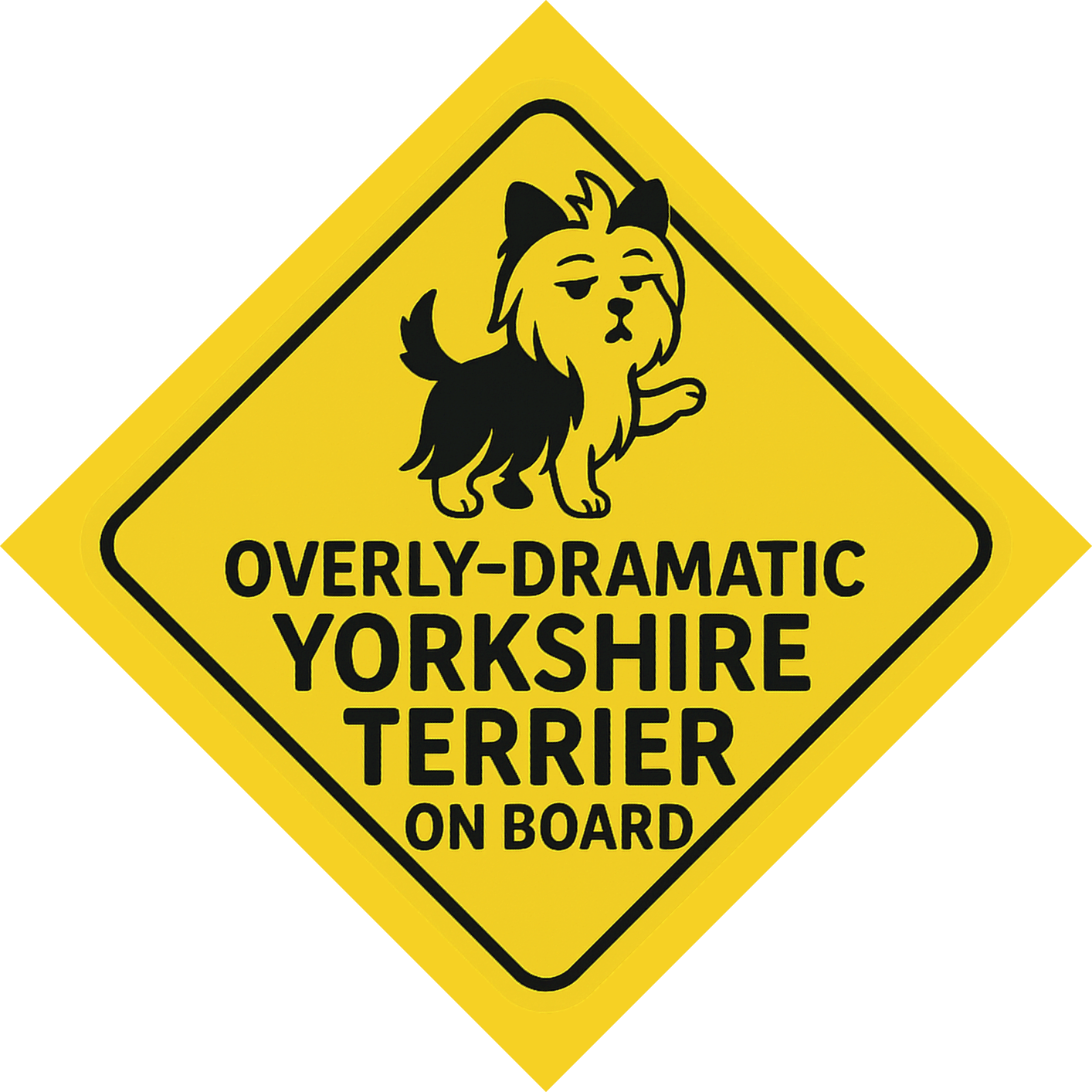 Overly-Dramatic Yorkshire Terrier On Board Car Magnet – Funny Dog Car Accessory for Dog Owners and Lovers