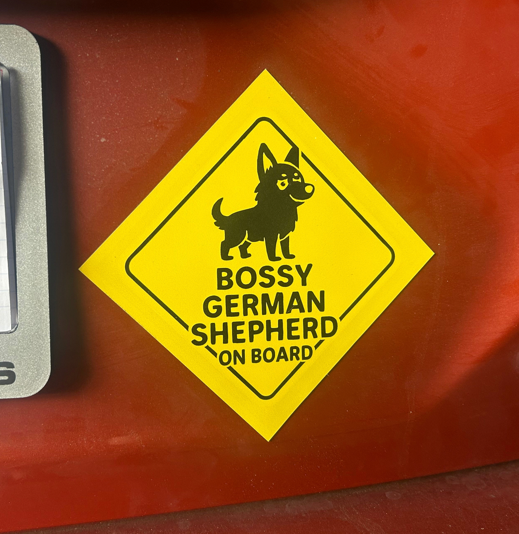 Bossy German Shepherd On Board Car Magnet