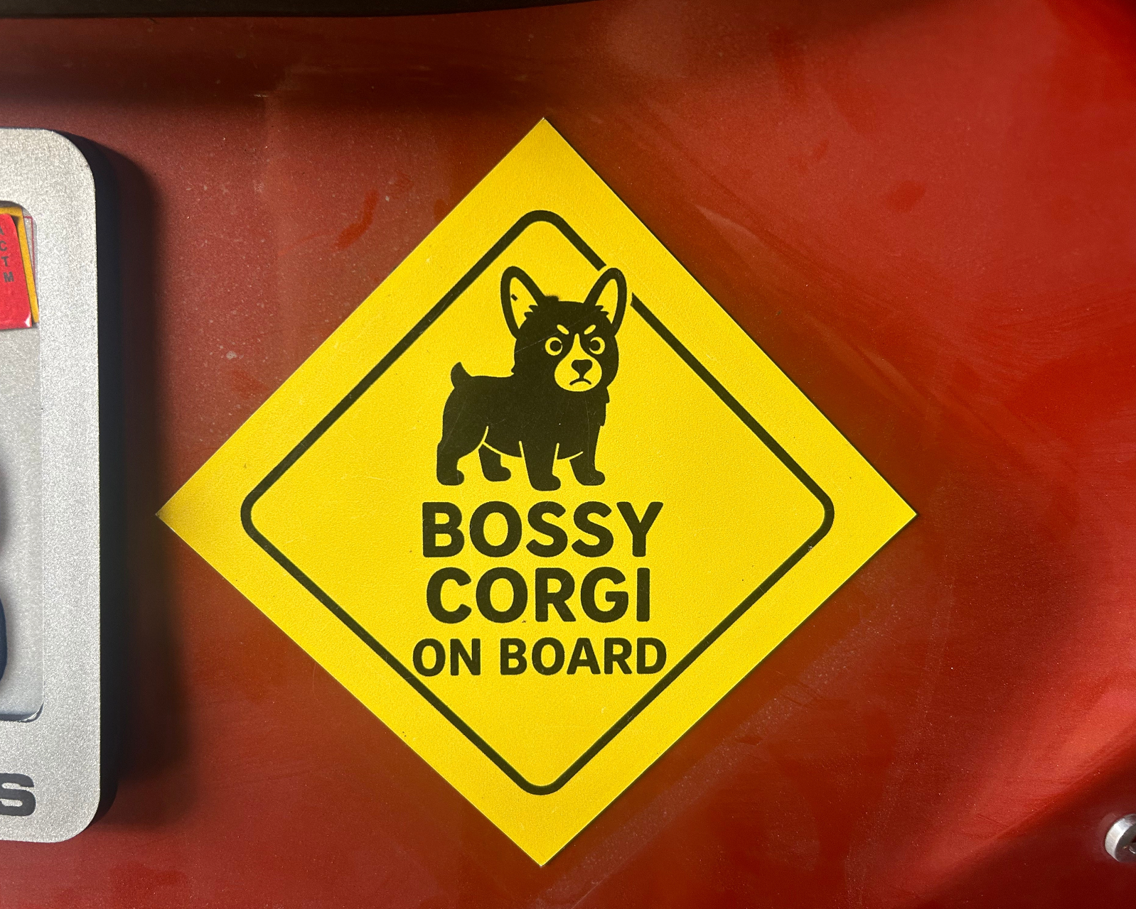 Bossy Corgi On Board Car Magnet – Funny Dog Car Accessory for Dog Owners and Lovers