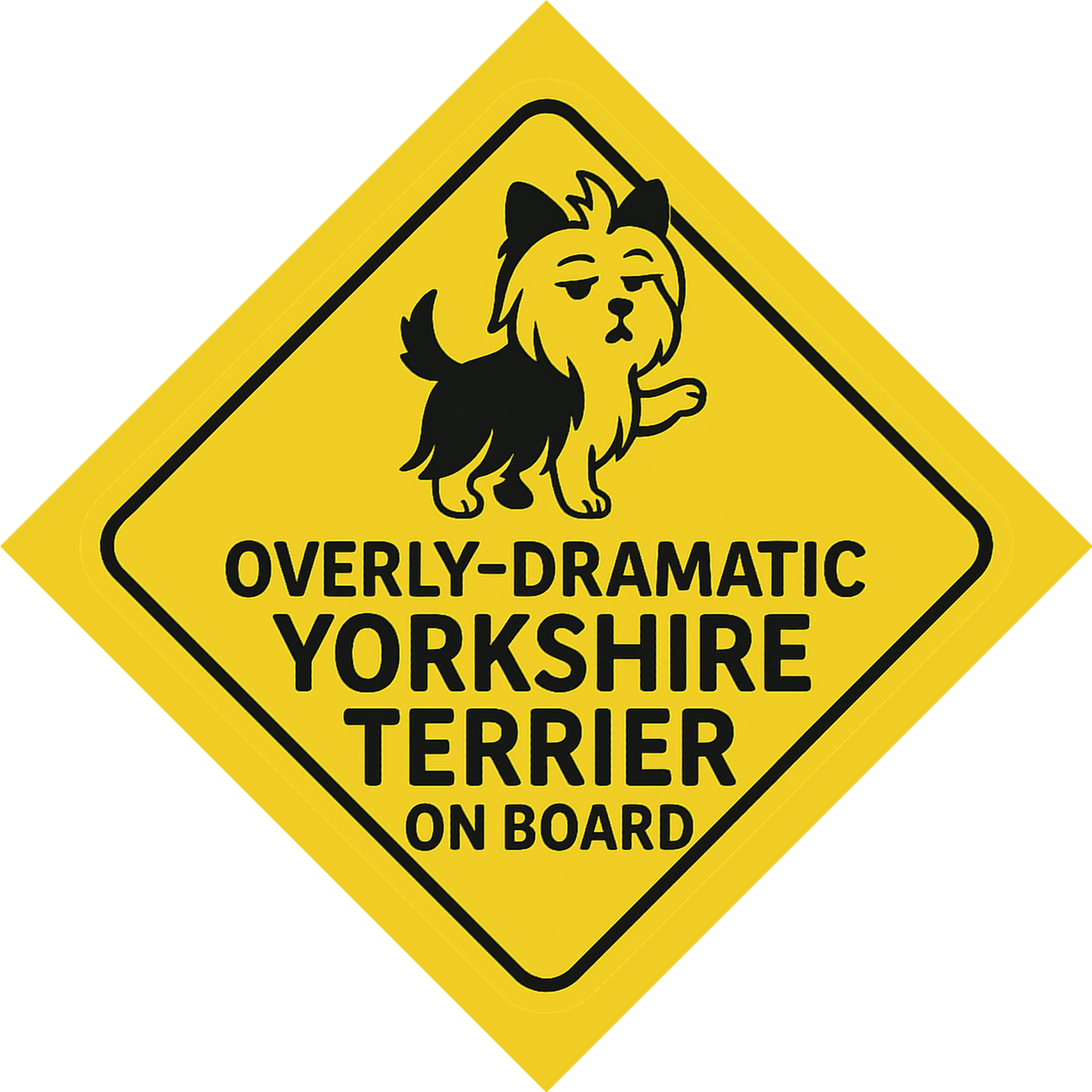 Overly-Dramatic Yorkshire Terrier On Board Car Magnet – Funny Dog Car Accessory for Dog Owners and Lovers