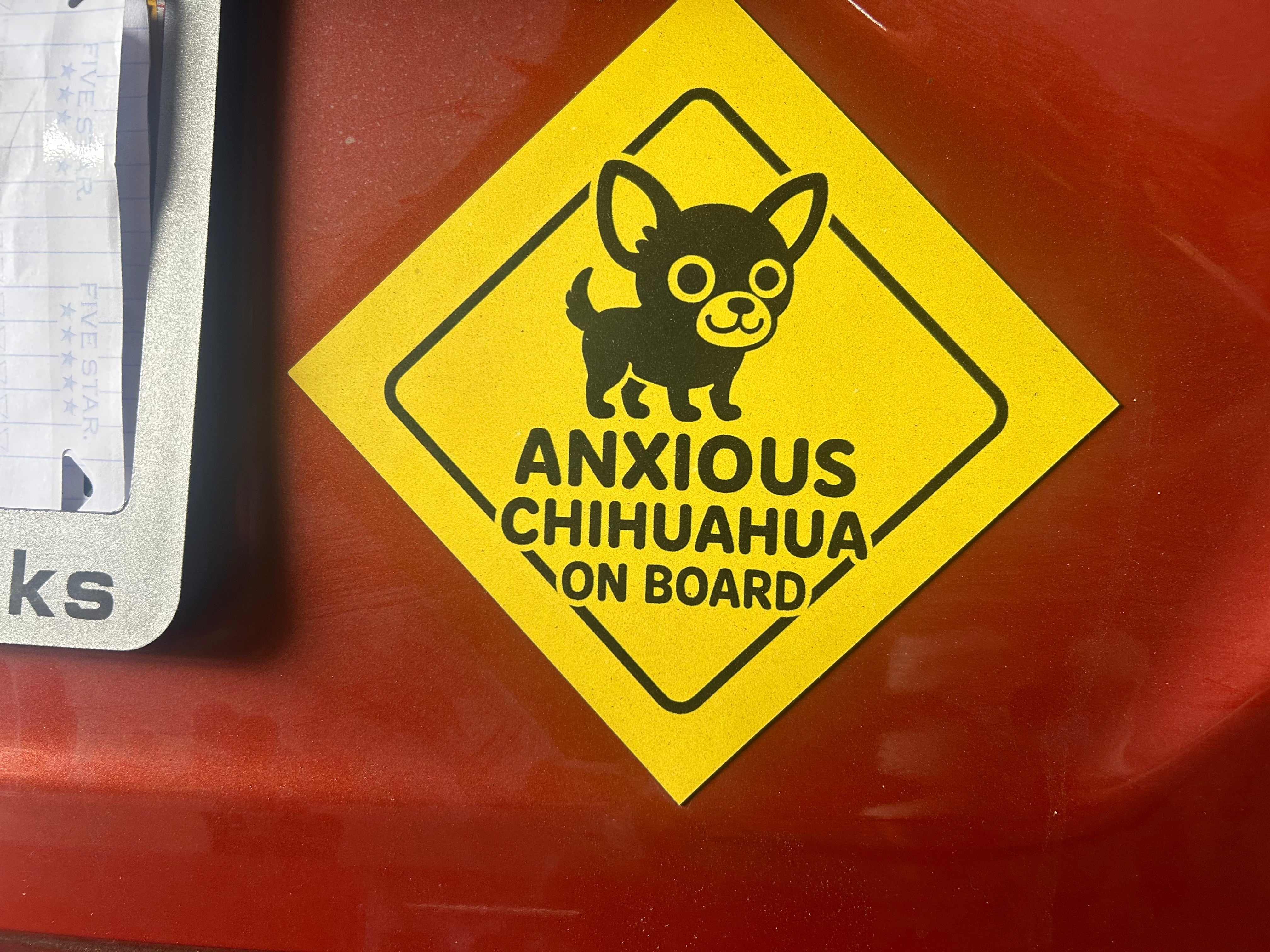Anxious Chihuahua On Board Car Magnet – Funny Dog Car Accessory for Dog Owners and Lovers