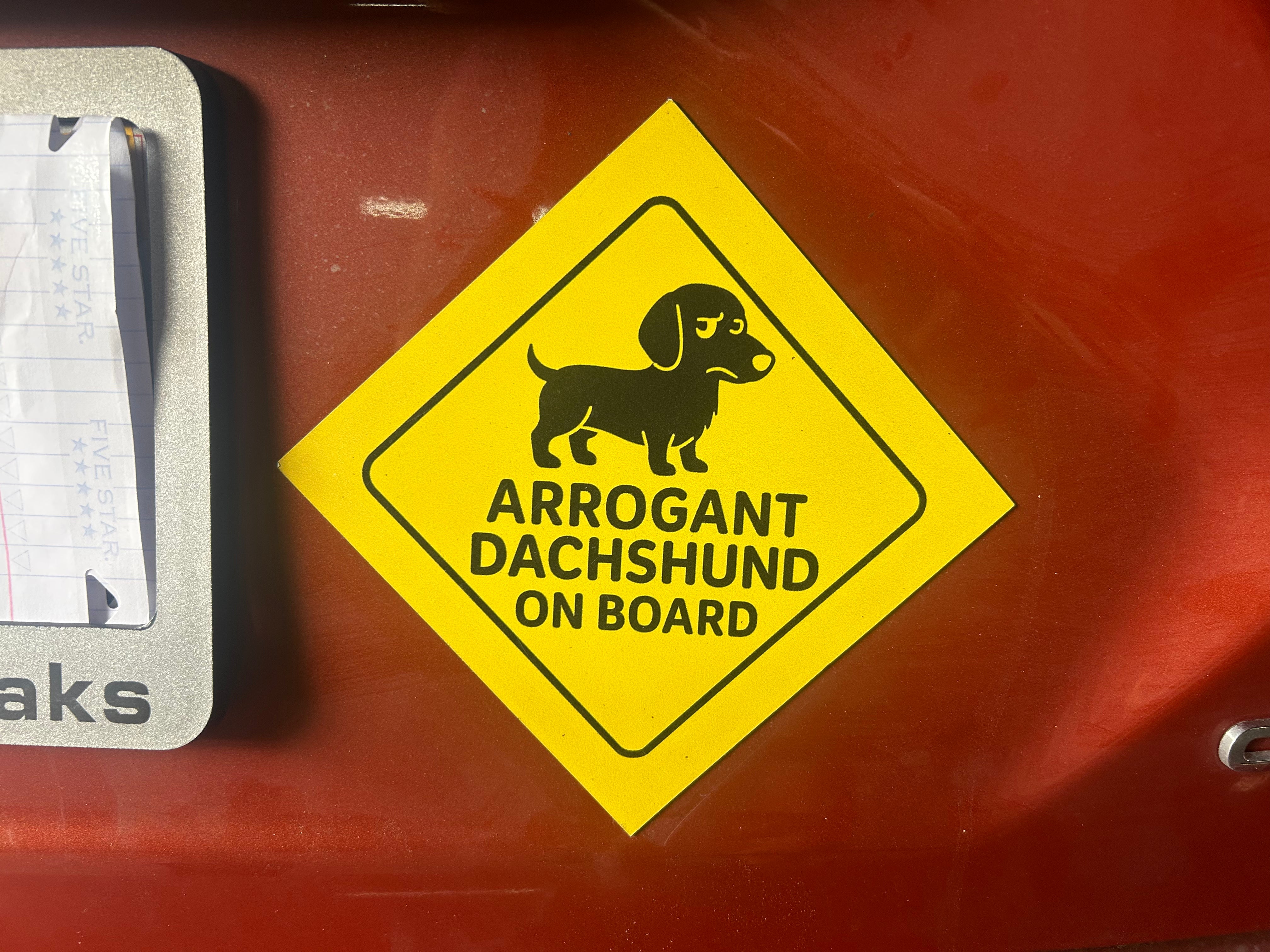 Arrogant Dachshund On Board Car Magnet – Funny Car Accessory for Dog Owners and Lovers