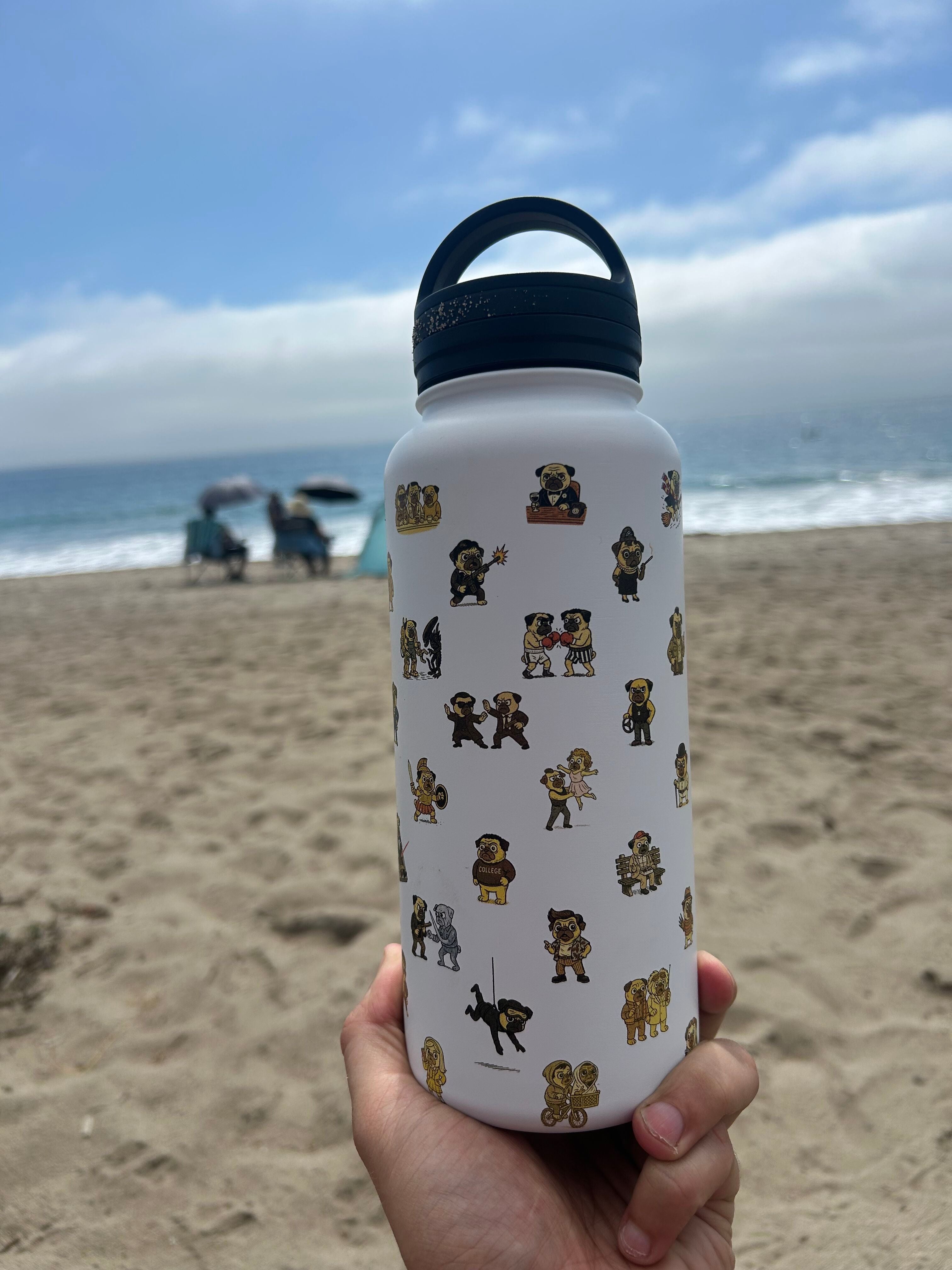 Movie Pugs Water Bottle – Funny Drinkware Dog Lovers and Cinema Fans