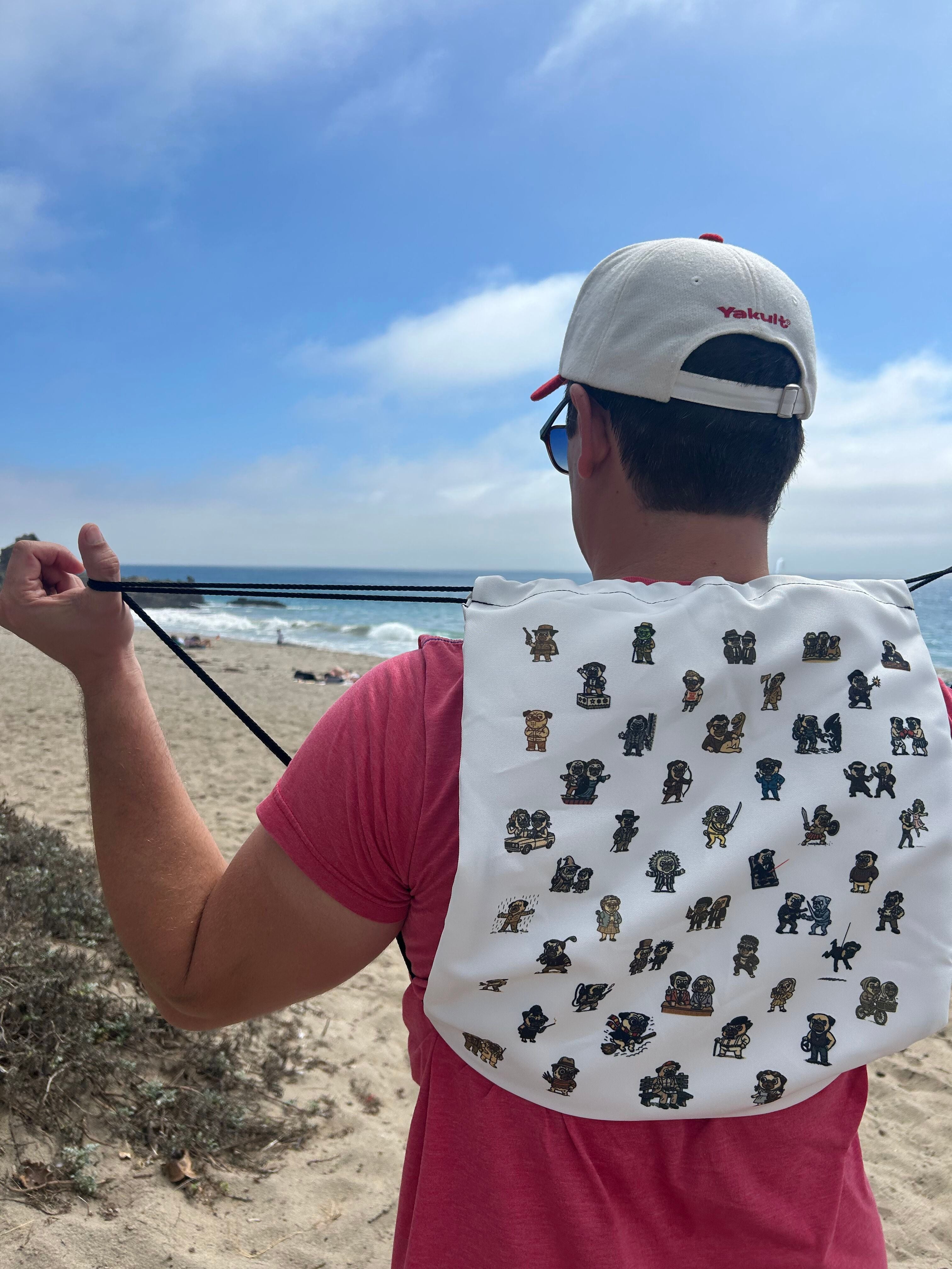 Movie Pugs Drawstring Bag -- Hilarious Bag for Dog Lovers and Cinema Fans